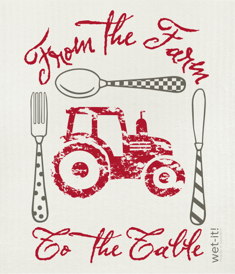 swedish Dish cloth with farm to table red design