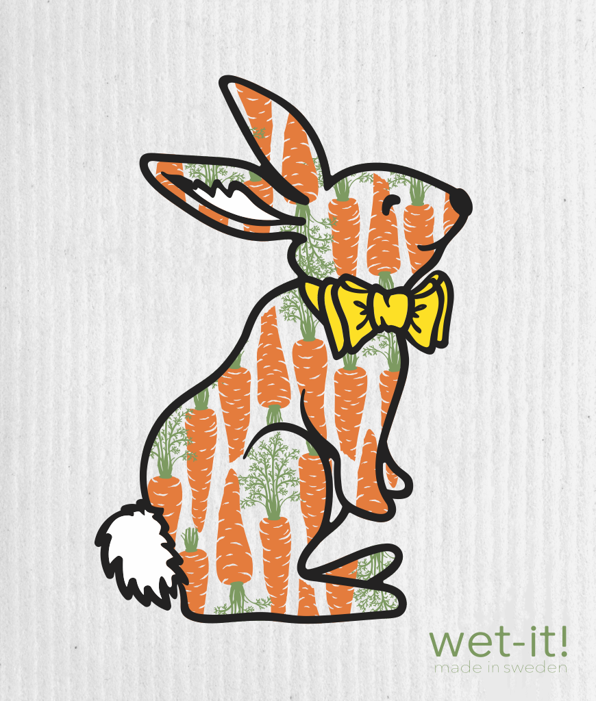 wet-it Swedish sponge cloth with hungry bunny design