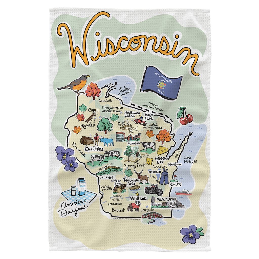 Winsconsin Single Map Kitchen Towel