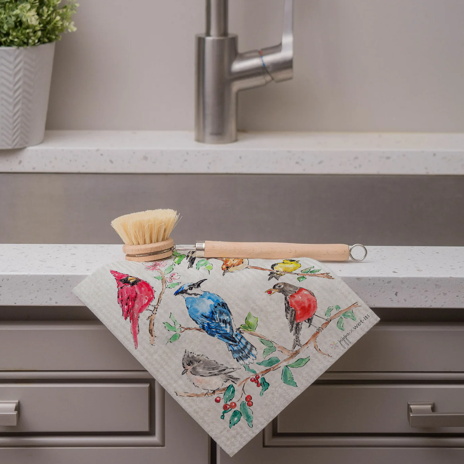 sponge cloth with backyard buddies design