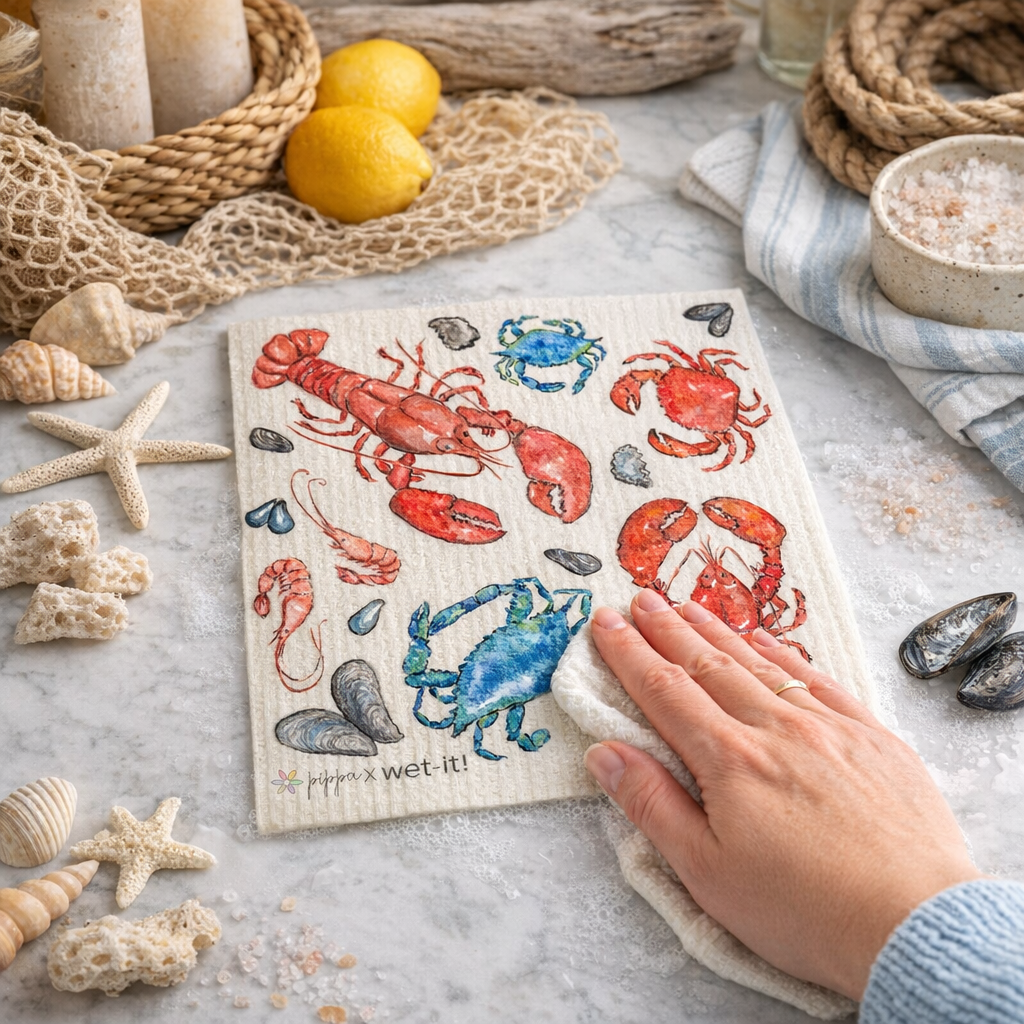 Shellfish Selection Swedish Dishcloth