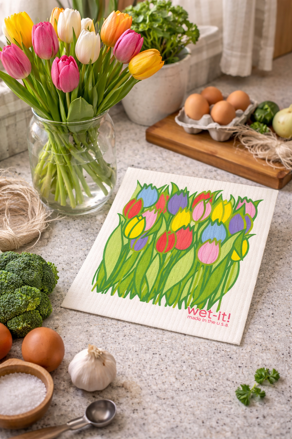 Tulip Field Swedish Dishcloth