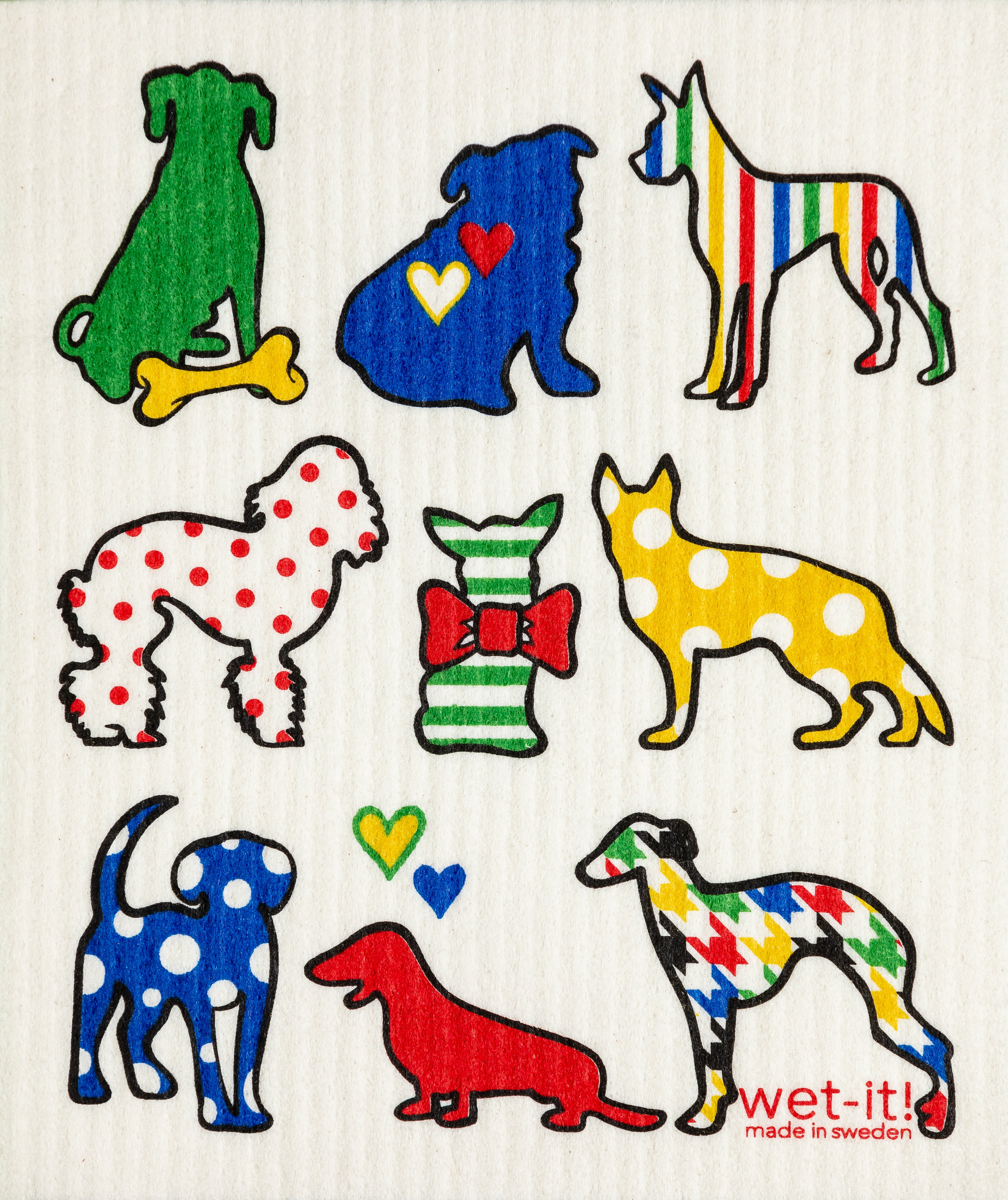 swedish dish cloth with dog lover design
