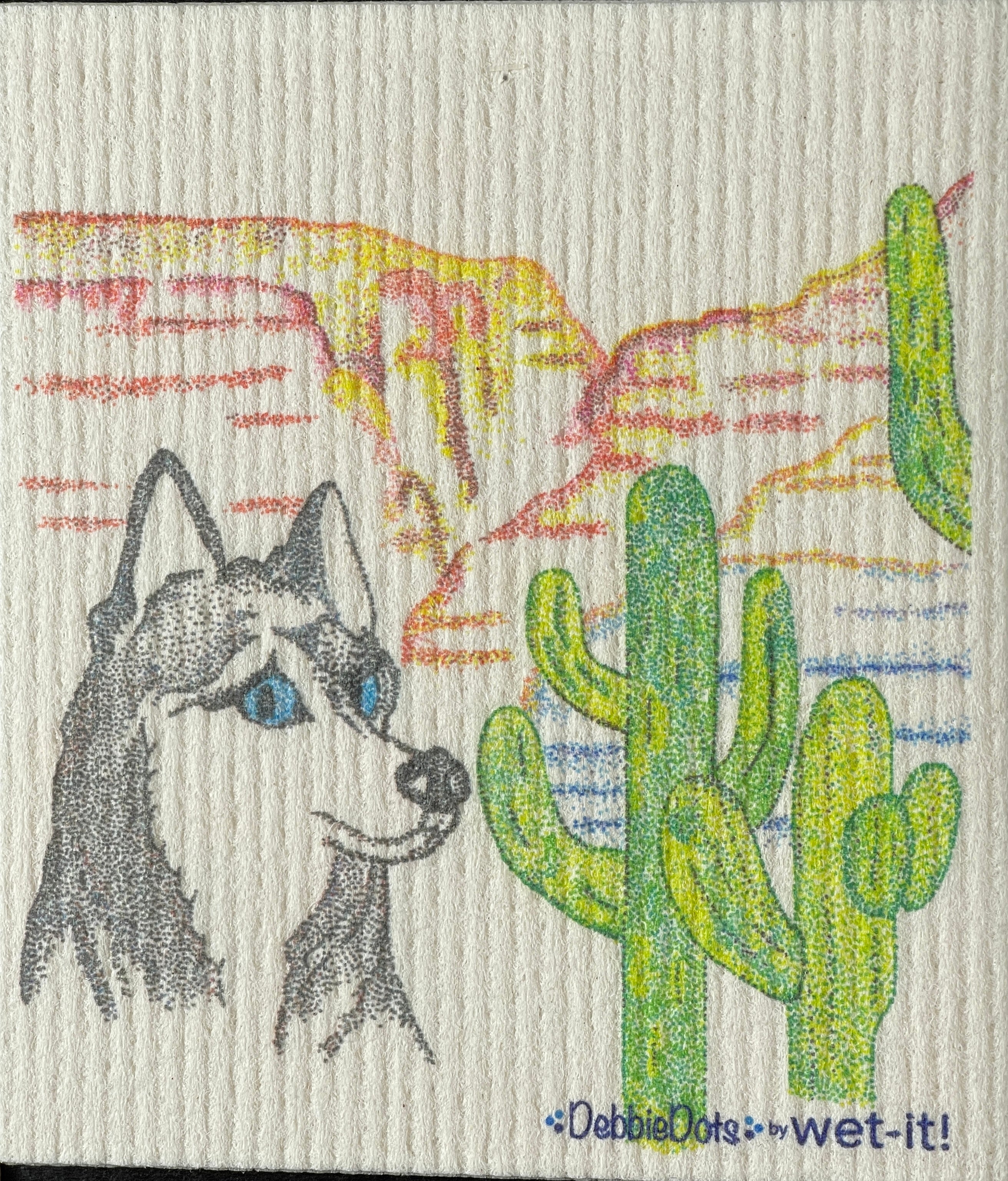 Wet-it Swedish Cloth with Debbie Dots Husky Design