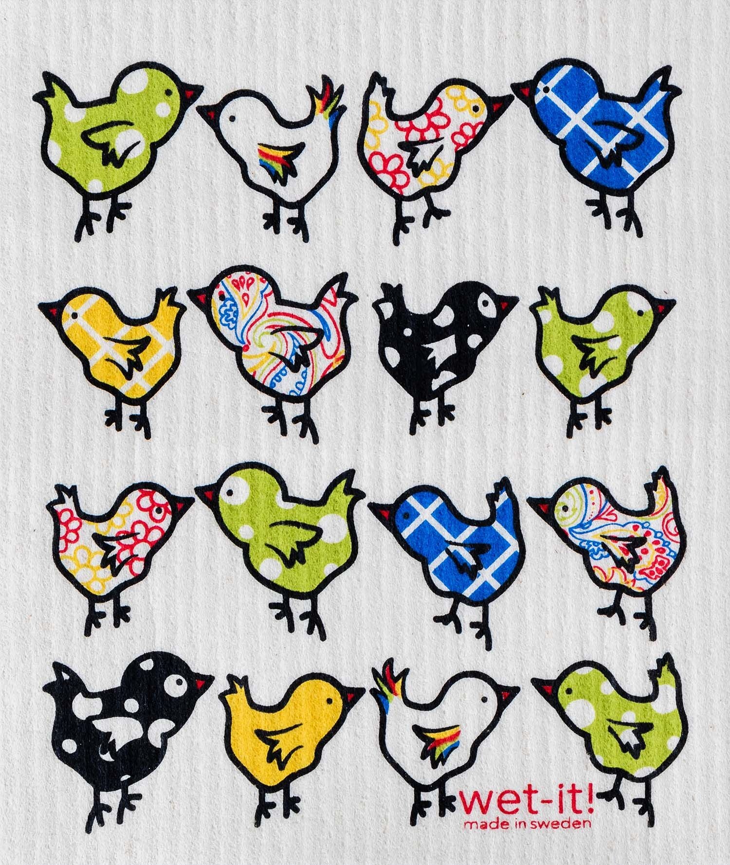 swedish dish cloth with little chix design