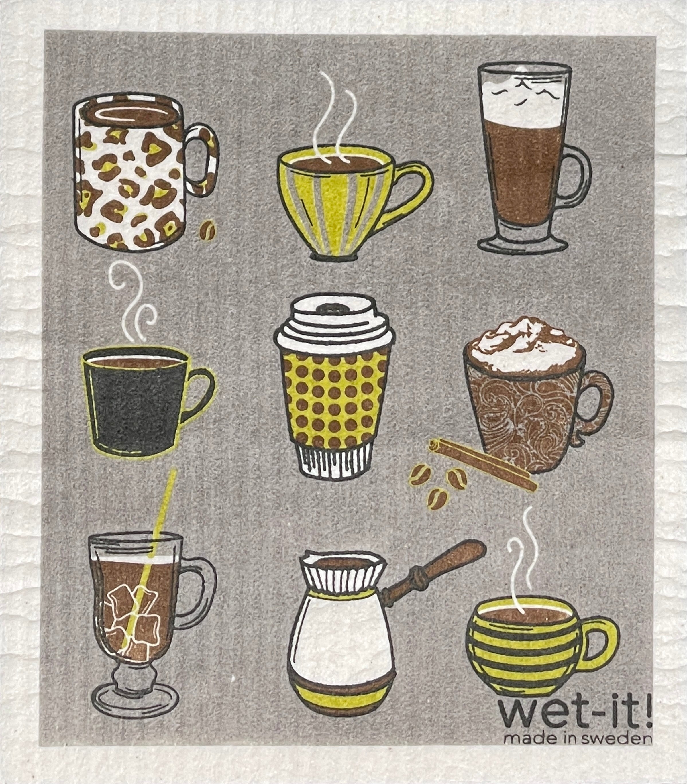 coffee shop design on a sponge cloth