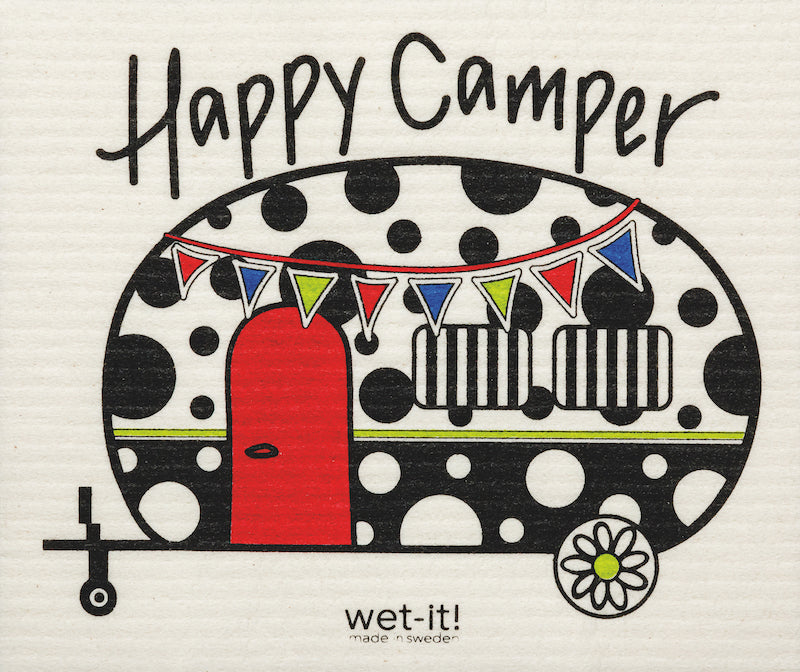 Wet-it Swedish Sponge Cloth with a retro floral camper design