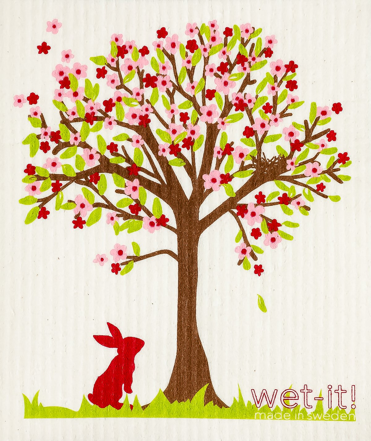 sponge cloth with spring tree design