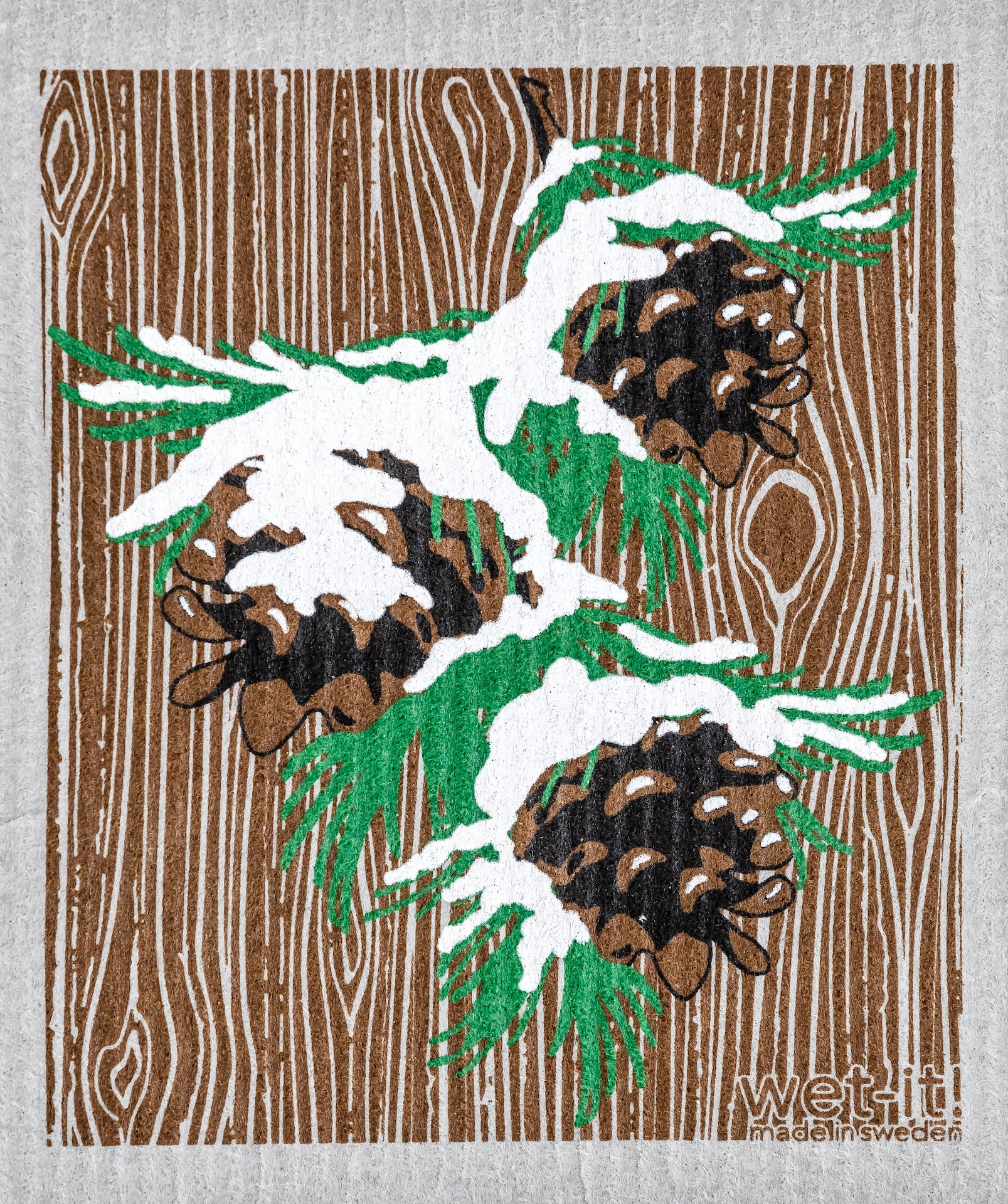 winter pine gray sponge cloth