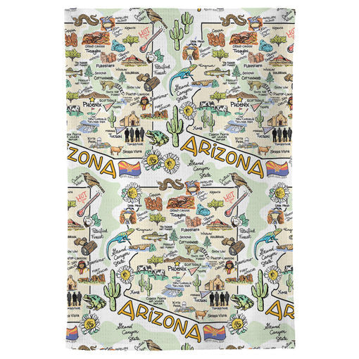 Fish kiss tea towel with Arizona Map design