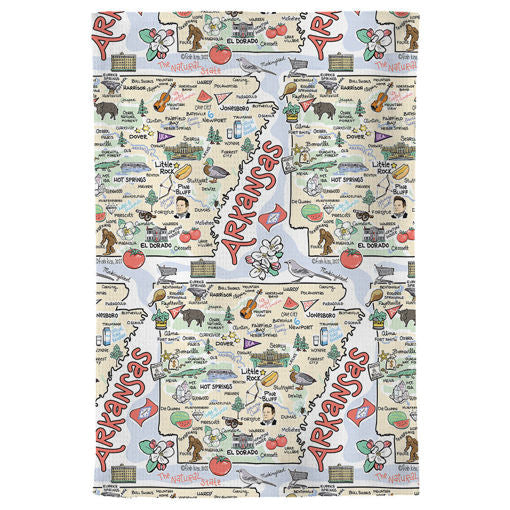 Fish kiss tea towel with Arkansas Map design