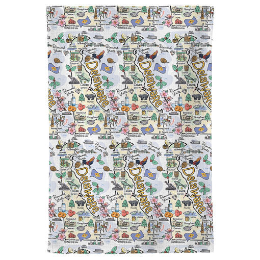 Fish kiss tea towel with Delaware Map design