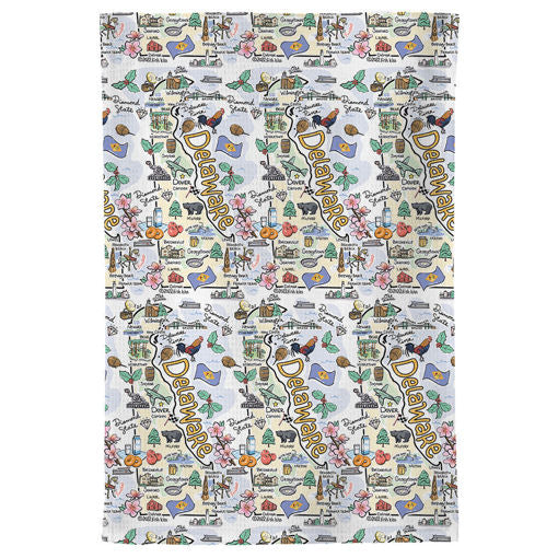 Fish kiss tea towel with Delaware Map design