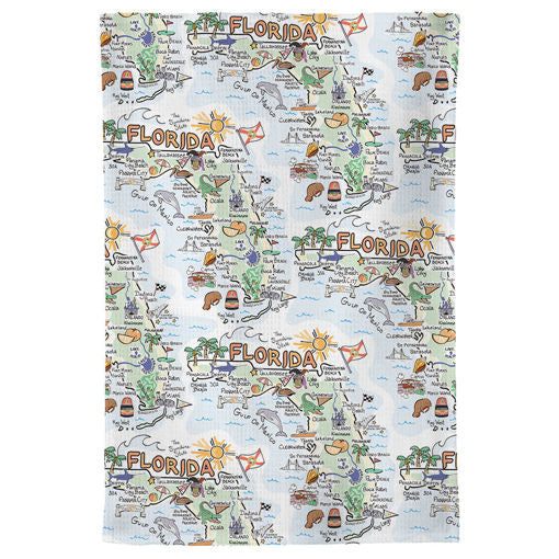 Fish kiss tea towel with Florida Map design