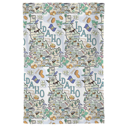 Fish kiss tea towel with Idaho Map design