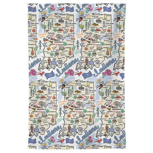 Fish kiss tea towel with Indiana Map design