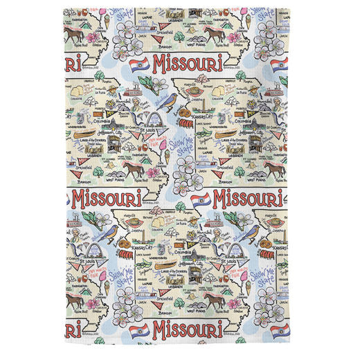 Fish kiss tea towel with Missouri Map design