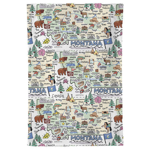  Fish kiss tea towel with Montana Map design