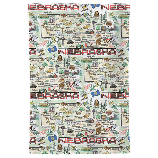 Fish kiss tea towel with Nebraska Map design