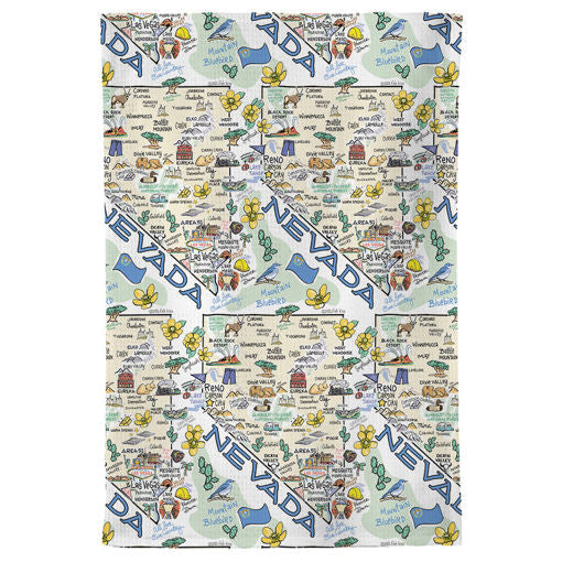 Fish kiss tea towel with Nevada Map design