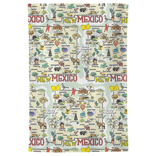 Fish kiss tea towel with New Mexico Map design