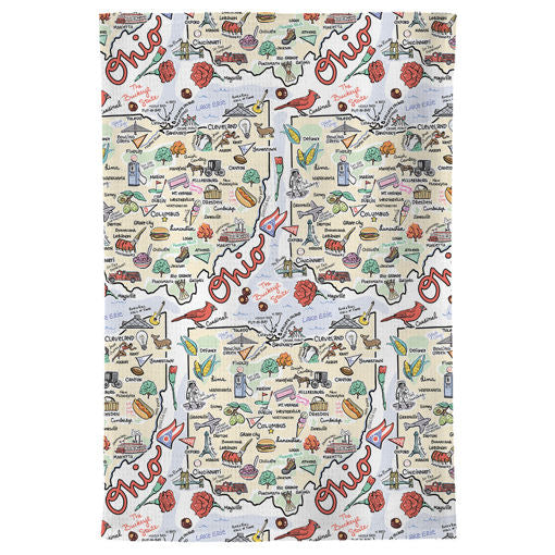 Fish kiss tea towel with Ohio Map design
