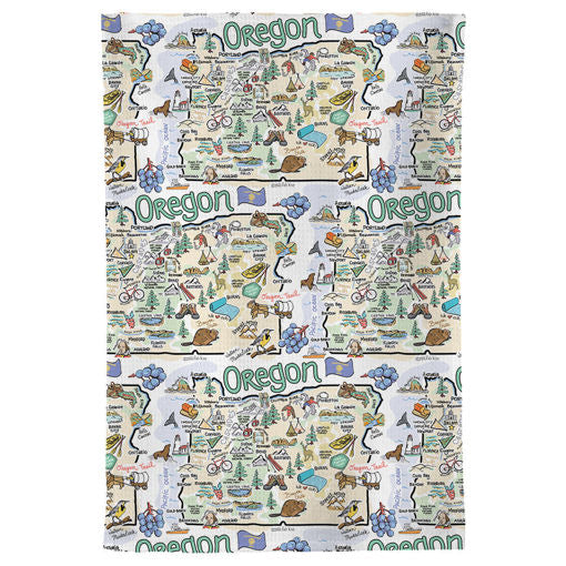  Fish kiss tea towel with Oregon Map design