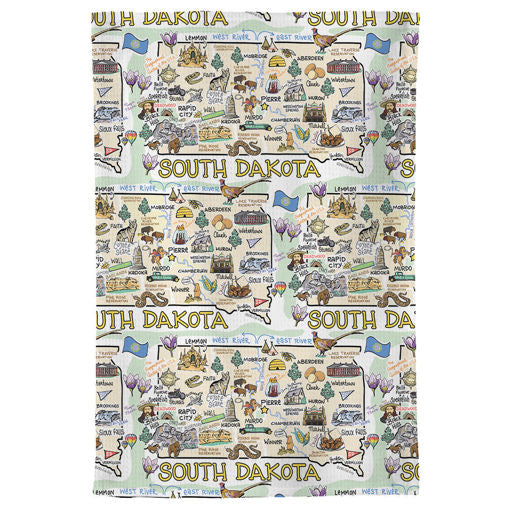 Fish kiss tea towel with South Dakota Map design