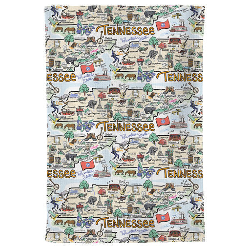 Fish kiss tea towel with Tennessee Map design