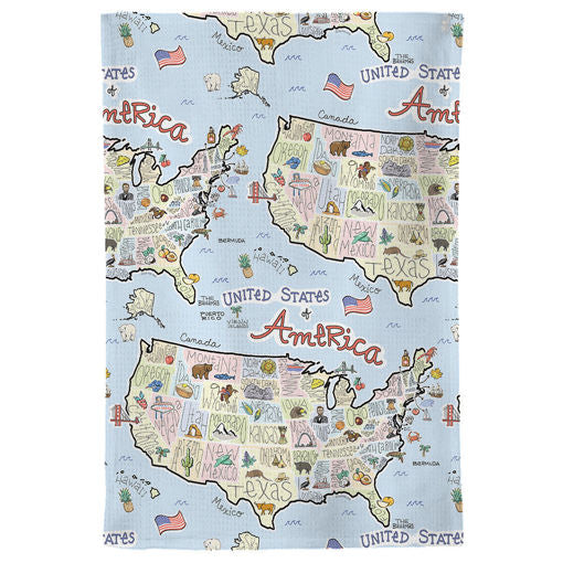 Fish kiss tea towel with America/USA Map design
