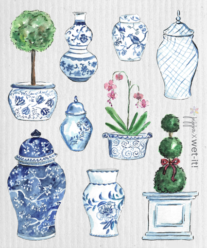 Swedish Cloth with Pippa Chinoiserie mix design