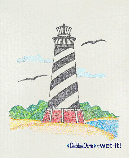 Swedish Sponge Cloth with Debbie Dots Lighthouse Design