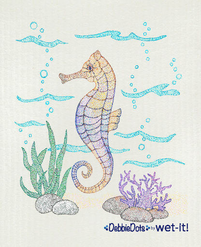 Swedish Cloth with Debbie Dots Seahorse design