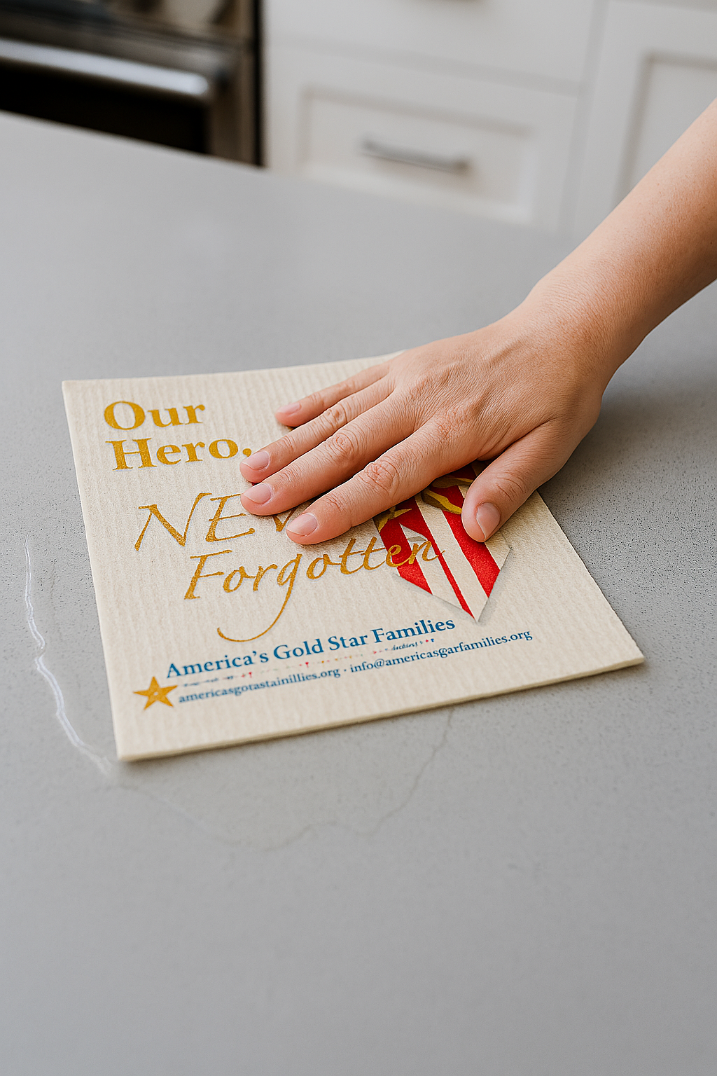 Contribute a SPECIAL MESSAGE Wet-it Cloth to a Gold Star Family