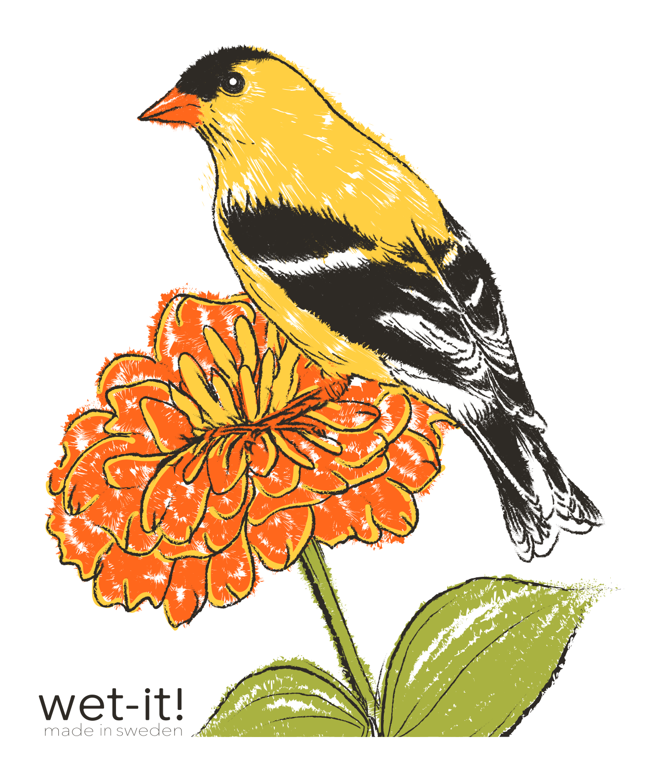 Swedish Cloth with American Goldfinch bird design