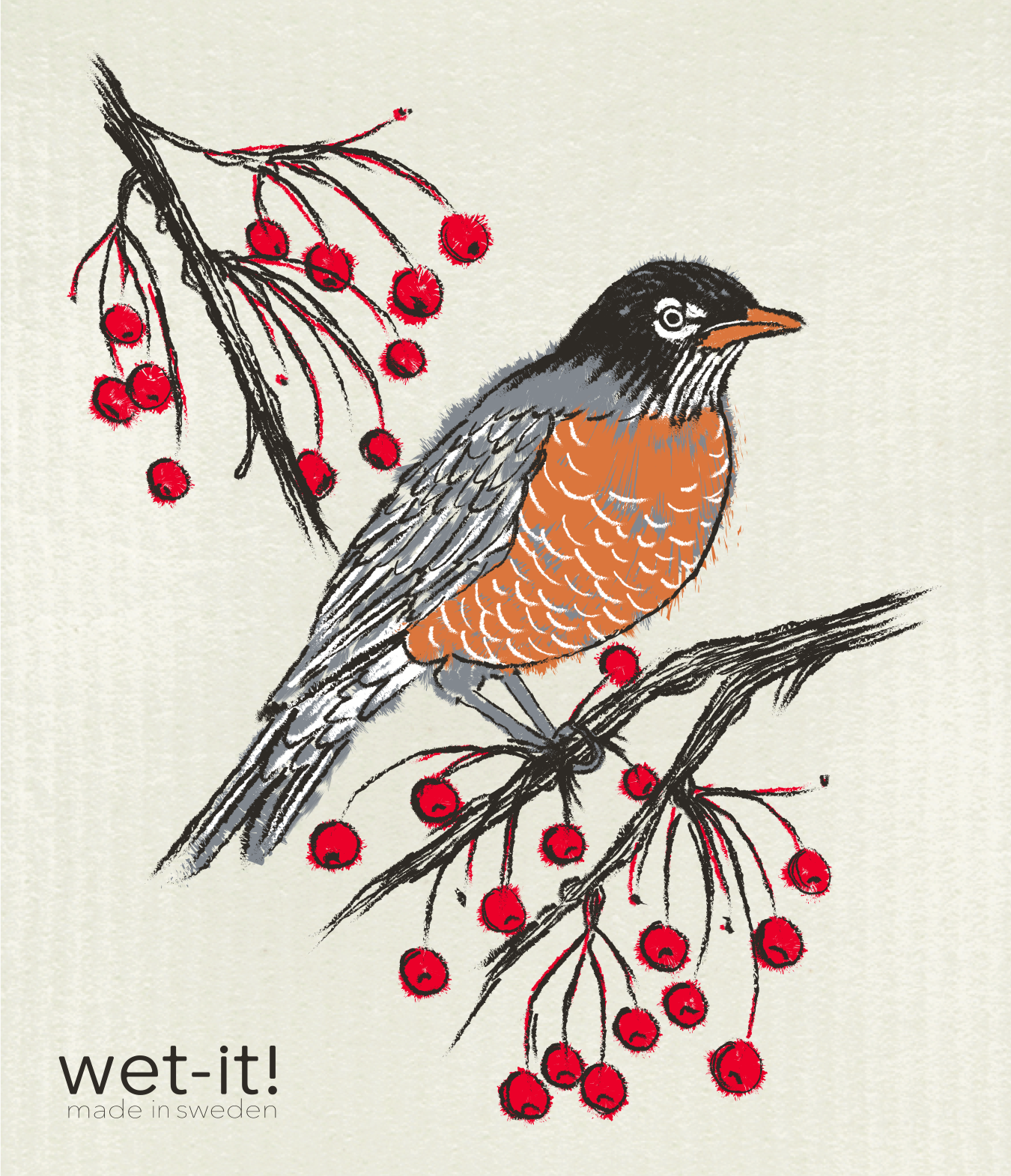 Swedish Cloth with American Robin bird design