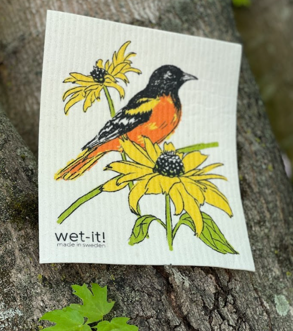 Swedish Cloth with Baltimore Oriole bird design