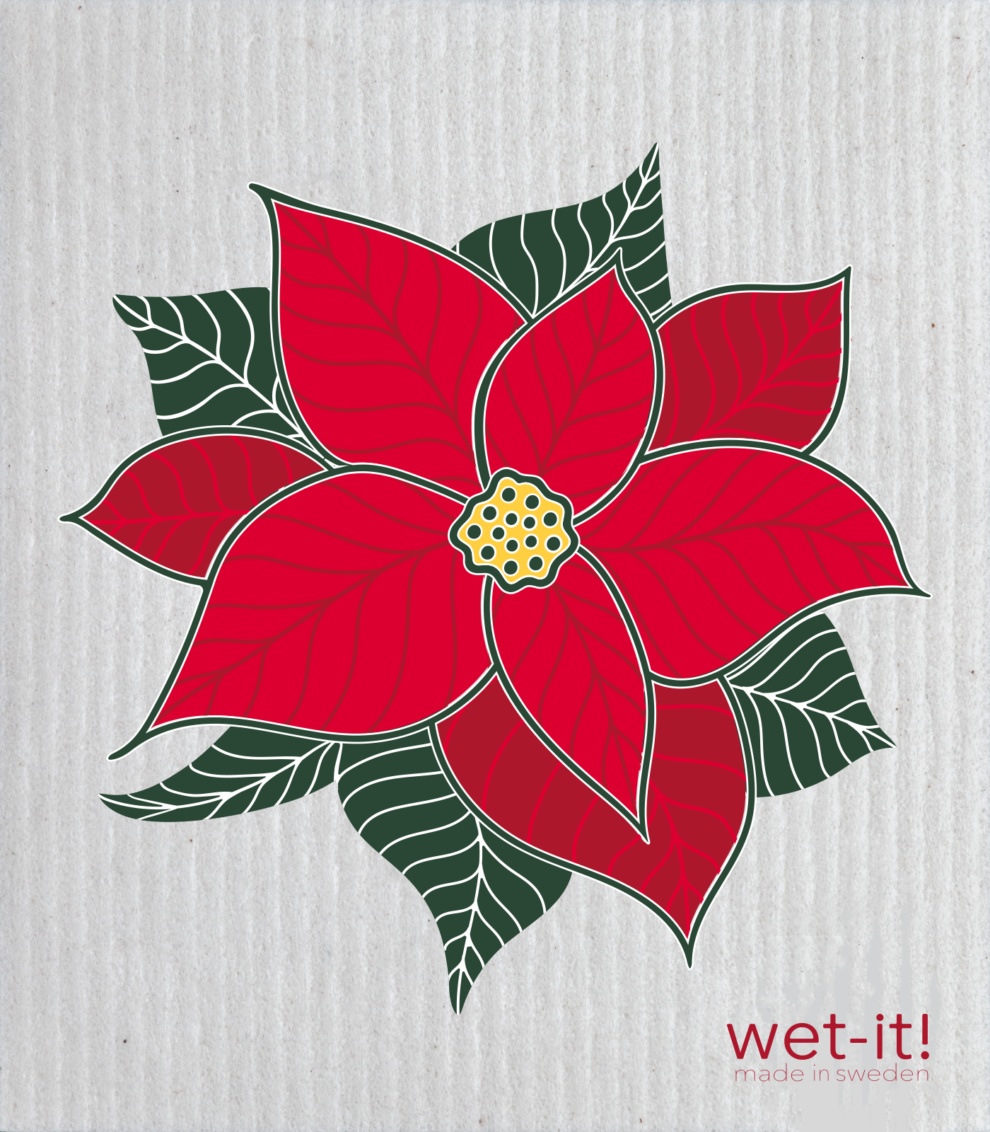 Swedish Cloth with red Blooming Poinsettia design