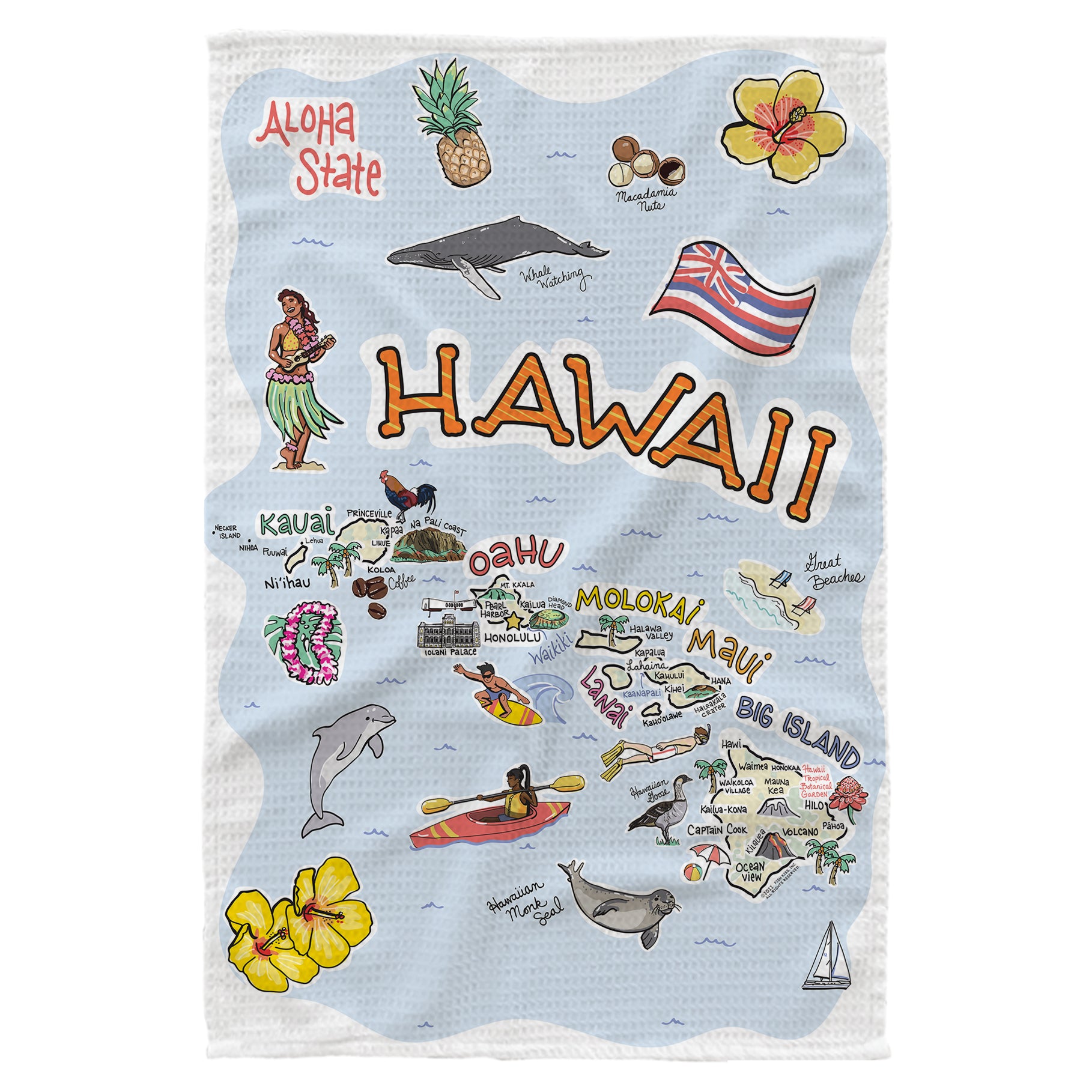 Hawaii Single Map Kitchen Towel