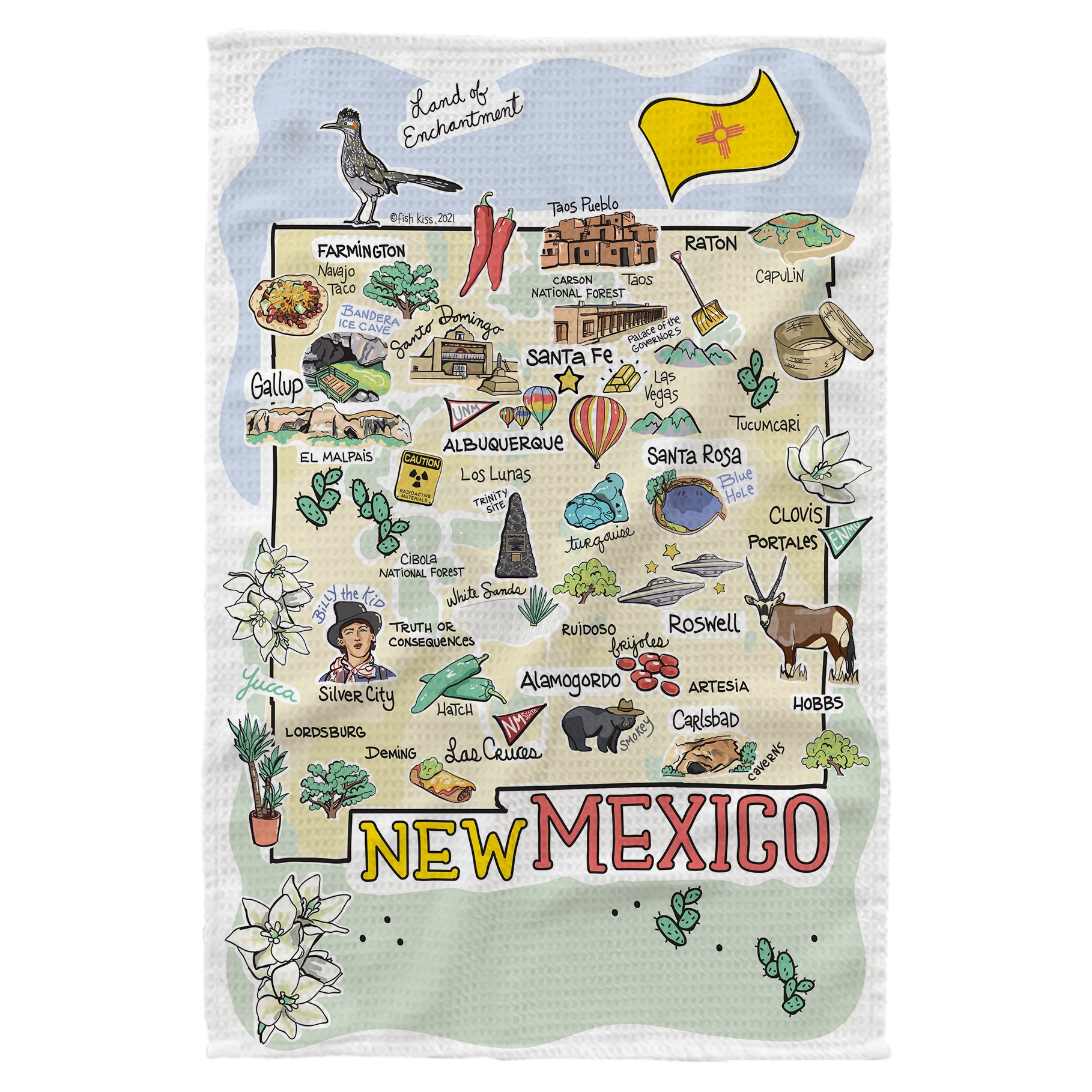 Microfiber Kitchen Towel With New Mexico Single Map Design