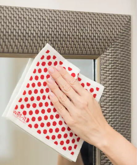 swedish sponge cloth with red dots design