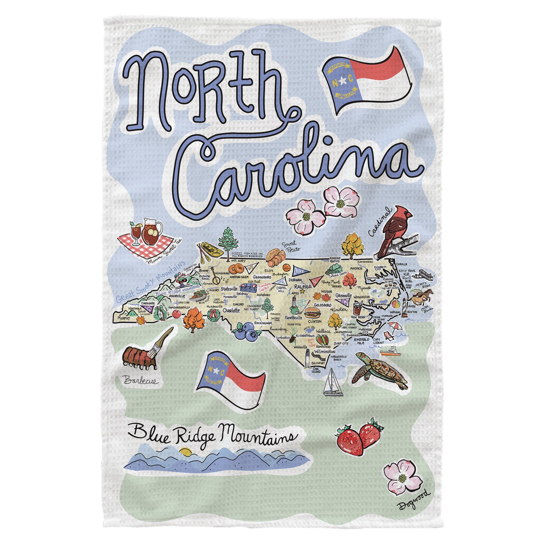 Microfiber Kitchen towel with North Carolina Single Map design