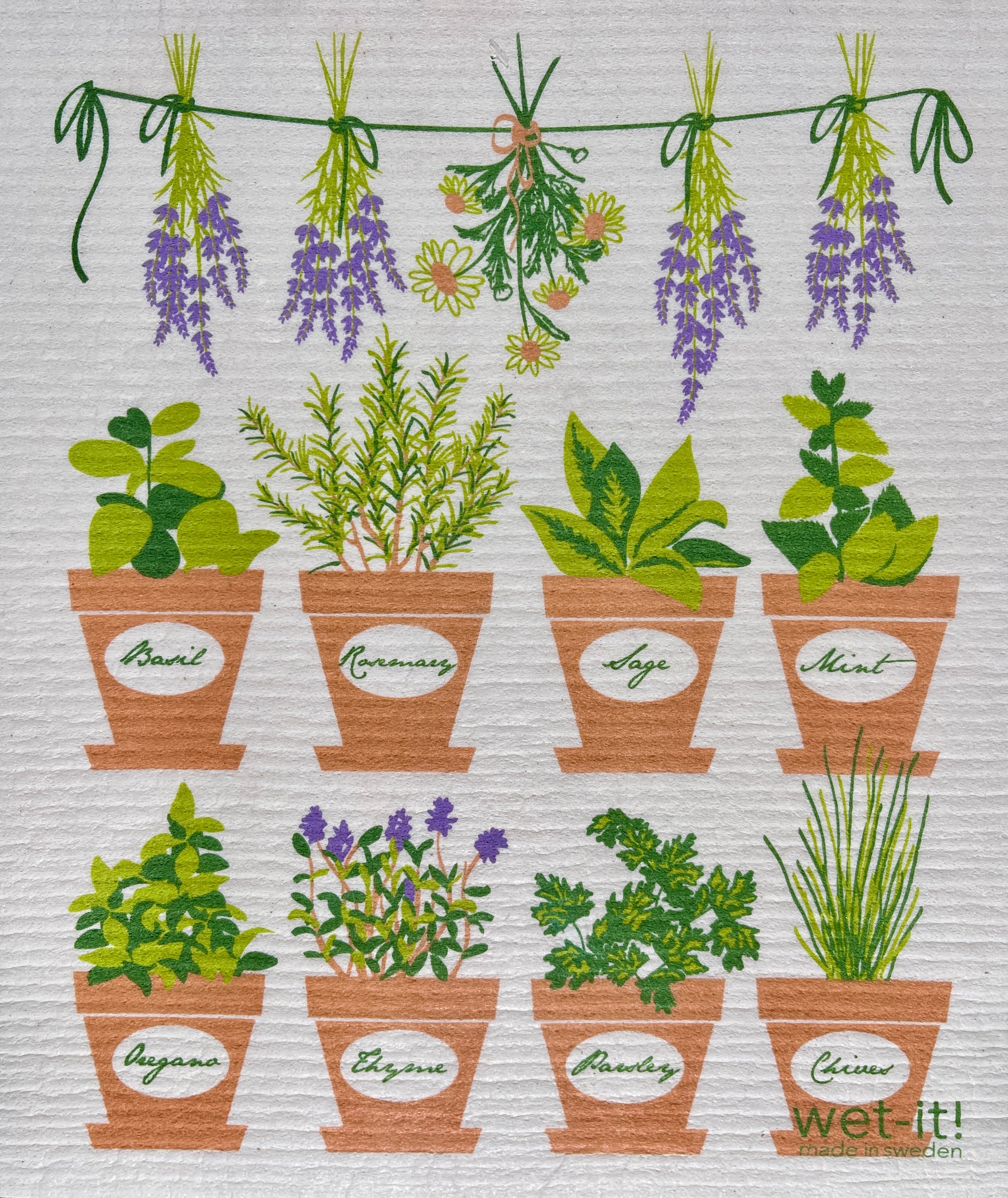 Swedish Cloth with The Herb Garden design