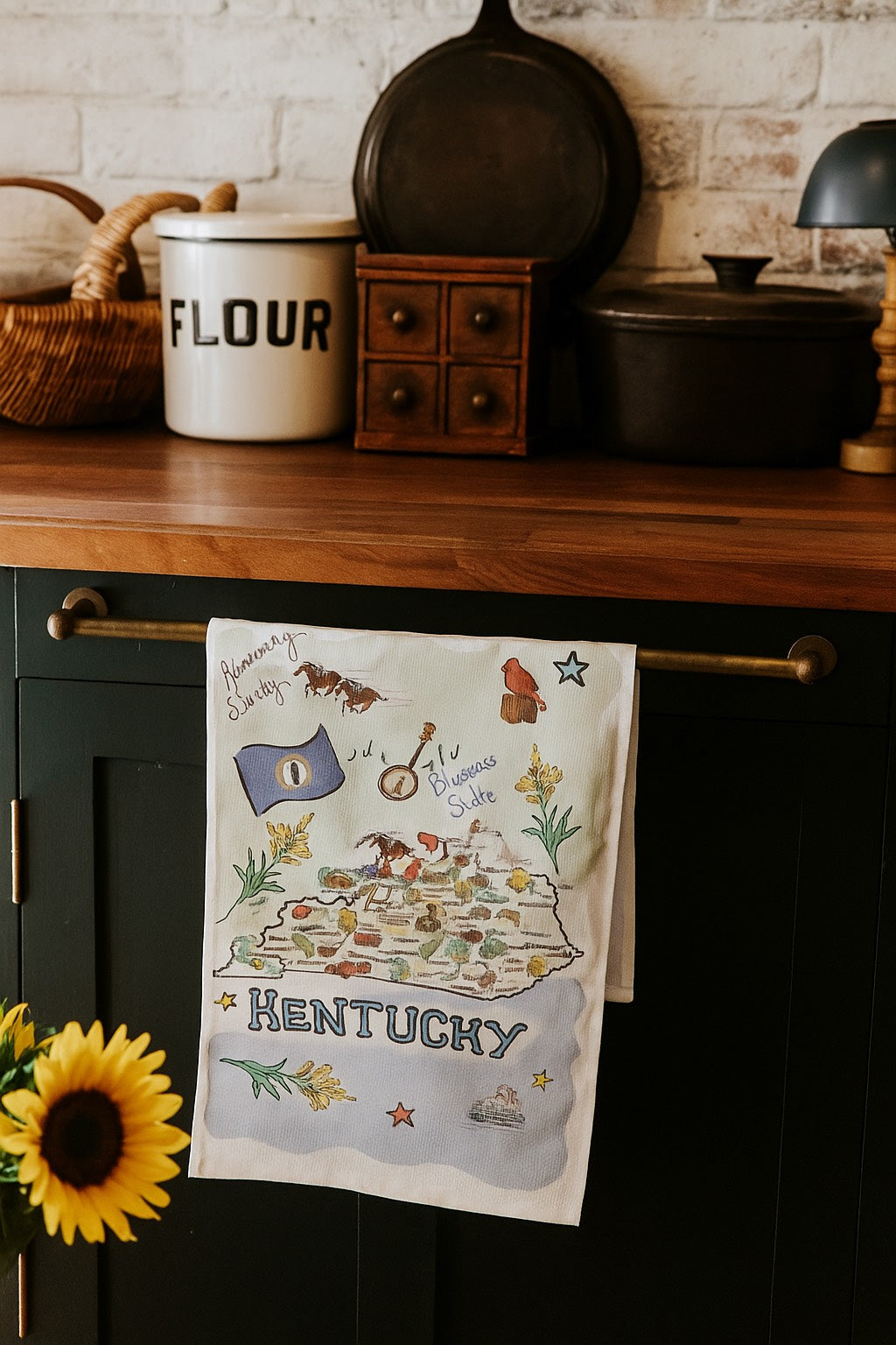 Kentucky Single Map Kitchen Towel
