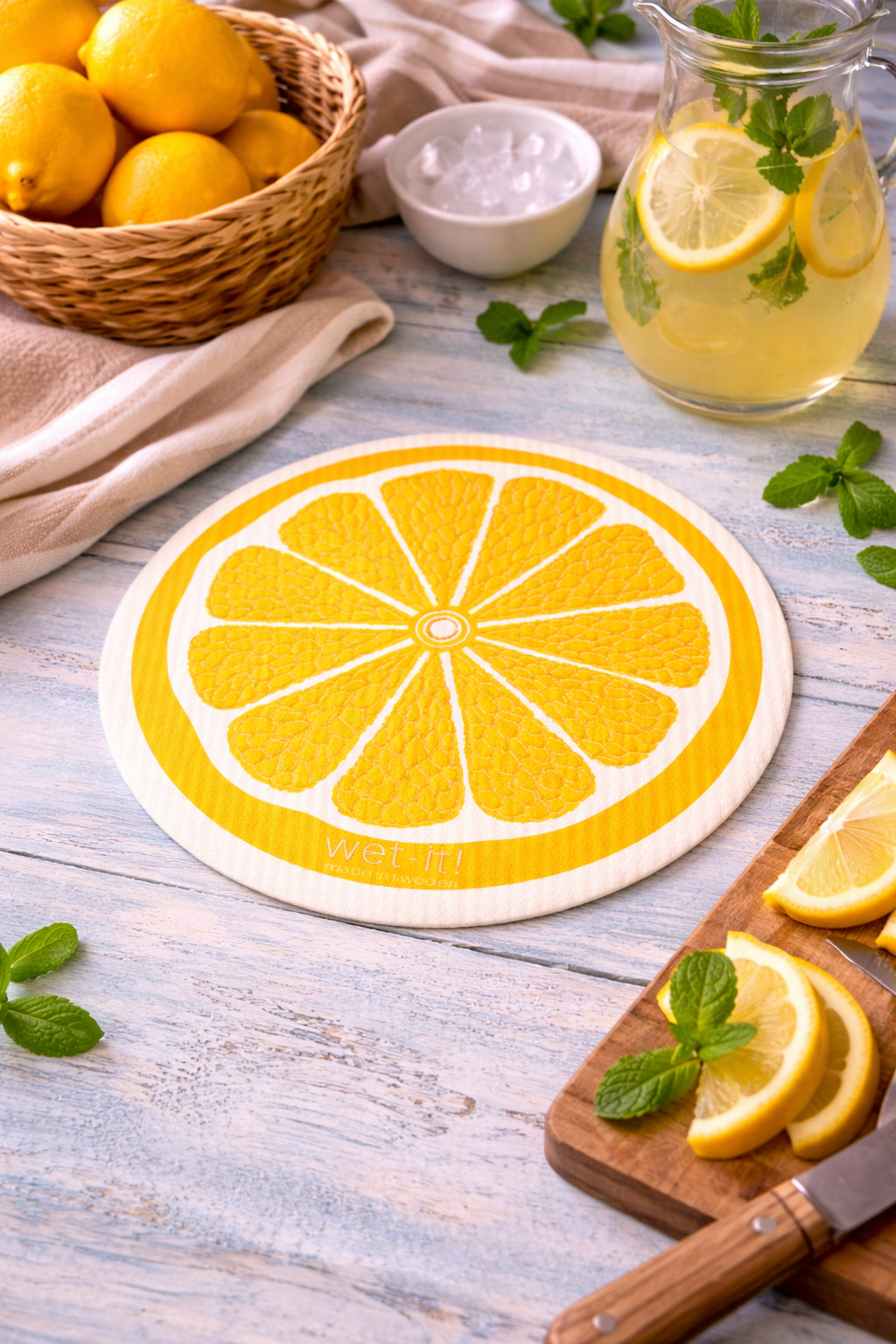 Lemon round Swedish Dishcloth