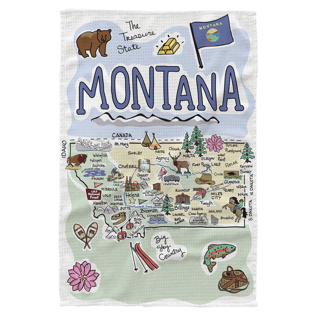 Montana Single Map Kitchen Towel