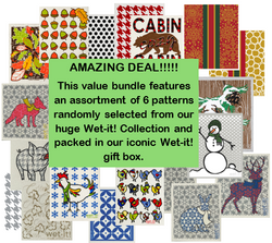 bundle of 6 assorted and randomly picked cloths from our huge wet-it collection packed in a gift box