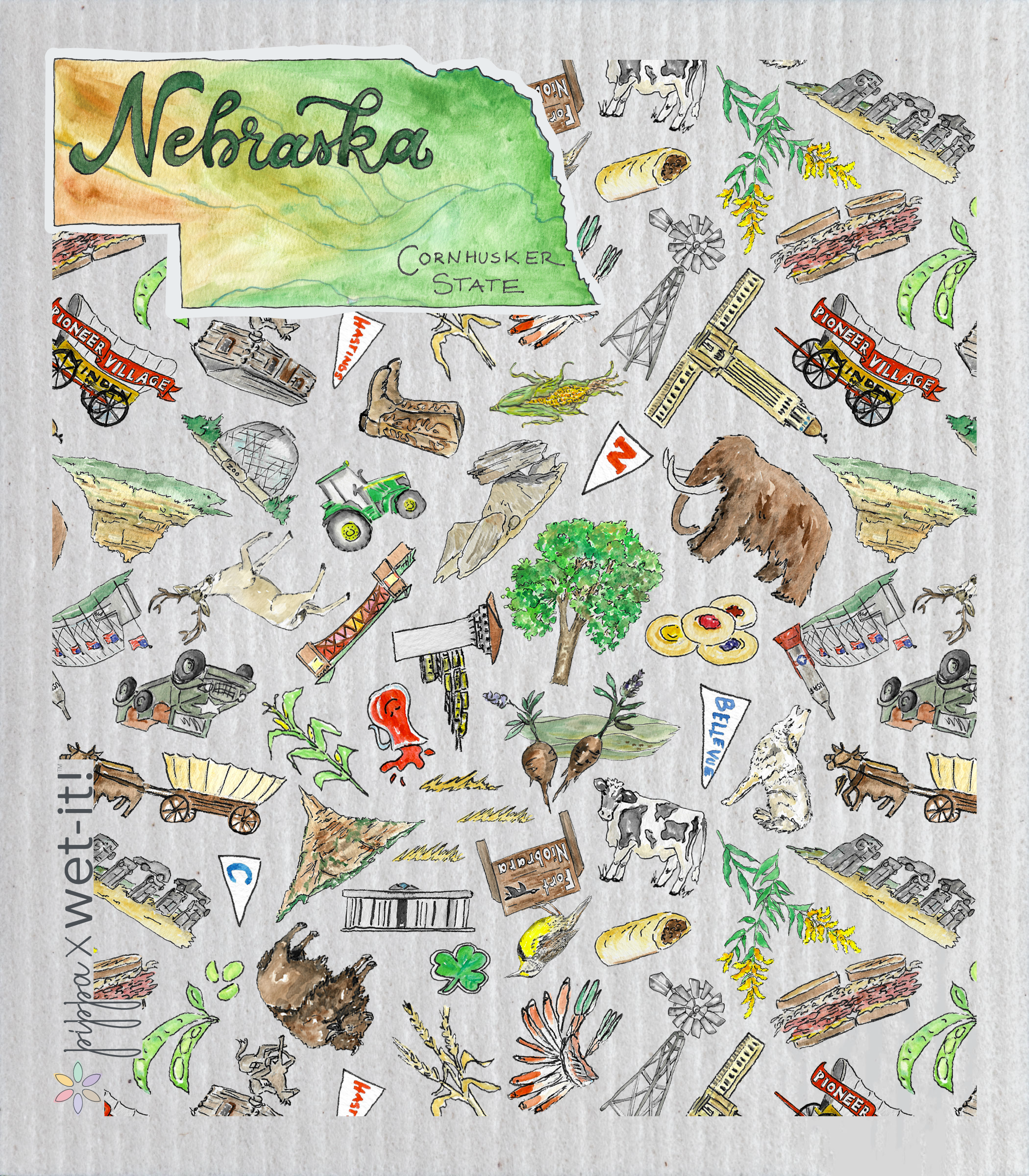 Pippa Nebraska Wet-it Swedish Dishcloth