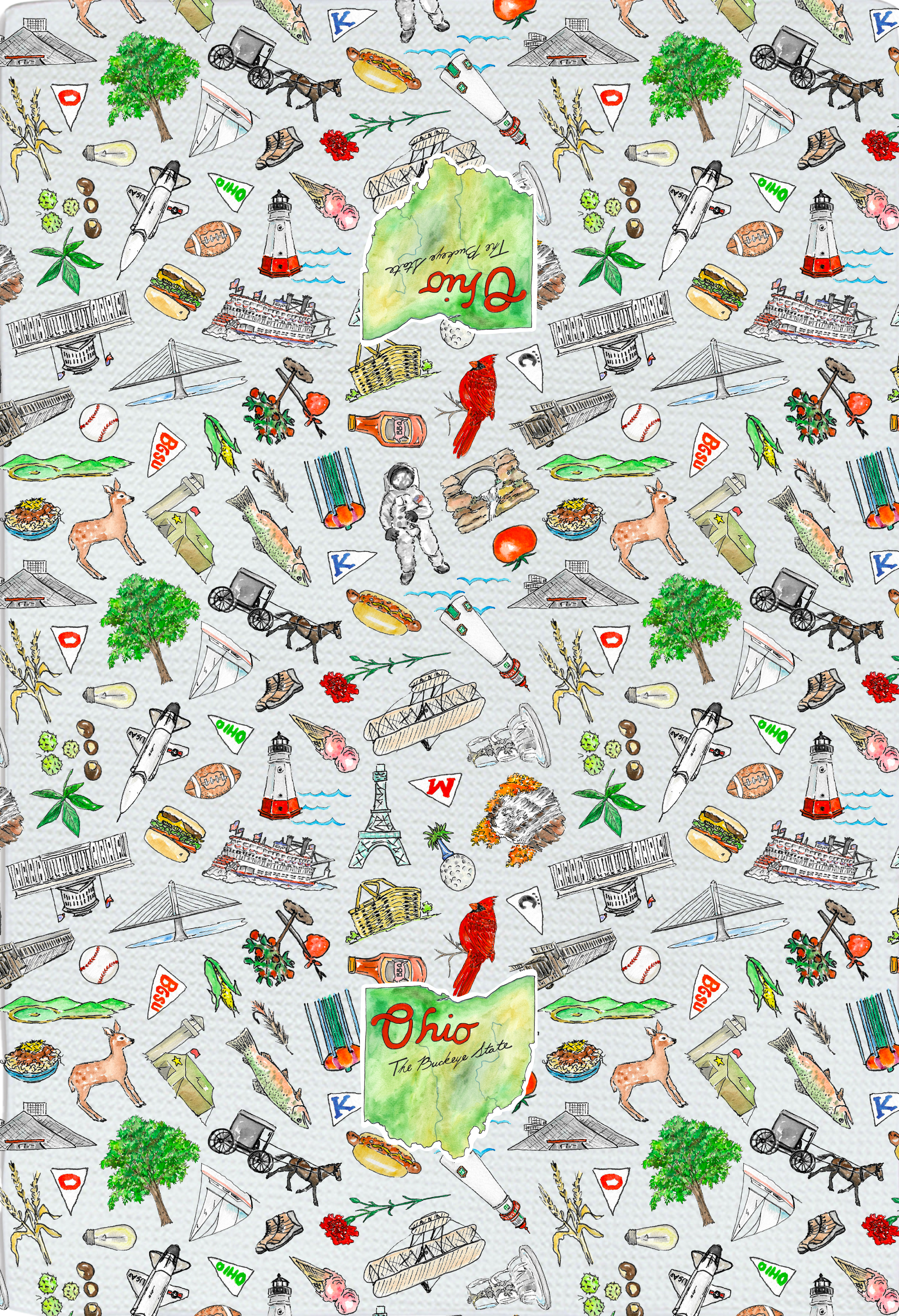 Pippa Ohio tea towel