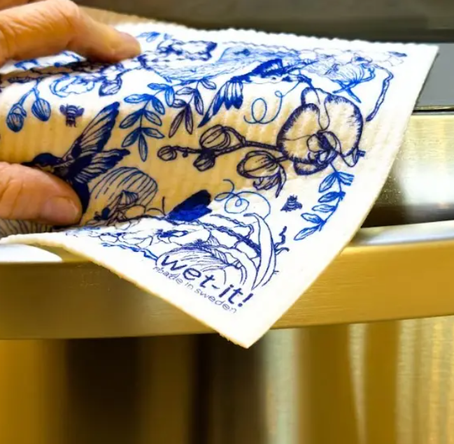 Swedish Cloth with Orchid Garden Blue Design